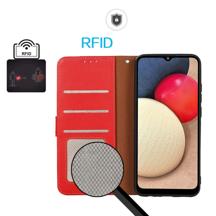 For iPhone 16e KHAZNEH Litchi Texture Leather RFID Phone Case(Red) - iPhone 16e Cases by PMC TechLife | Online Shopping South Africa | PMC TechLife | Buy Now Pay Later Mobicred