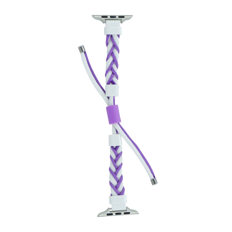 Silicone Bean Braided Cord Nylon Watch Band For Apple Watch Ultra 49mm(White Purple) - Watch Bands by PMC Jewellery | Online Shopping South Africa | PMC Jewellery | Buy Now Pay Later Mobicred