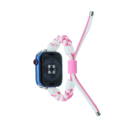 Silicone Bean Braided Cord Nylon Watch Band For Apple Watch Ultra 2 49mm(White Pink) - Watch Bands by PMC Jewellery | Online Shopping South Africa | PMC Jewellery | Buy Now Pay Later Mobicred