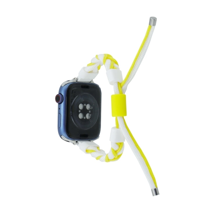 Silicone Bean Braided Cord Nylon Watch Band For Apple Watch Ultra 2 49mm(White Yellow) - Watch Bands by PMC Jewellery | Online Shopping South Africa | PMC Jewellery | Buy Now Pay Later Mobicred