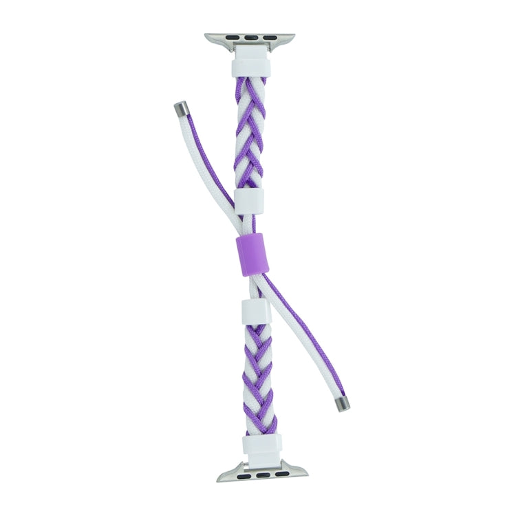 Silicone Bean Braided Cord Nylon Watch Band For Apple Watch Ultra 2 49mm(White Purple) - Watch Bands by PMC Jewellery | Online Shopping South Africa | PMC Jewellery | Buy Now Pay Later Mobicred