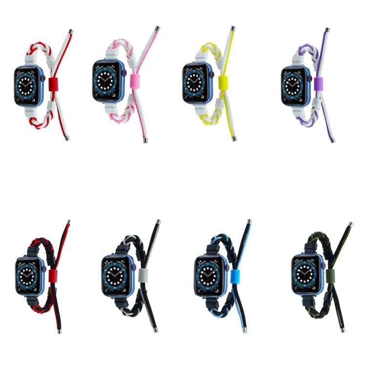 Silicone Bean Braided Cord Nylon Watch Band For Apple Watch Ultra 49mm(Black Grey) - free shipping - PMC Jewellery - Order now!
