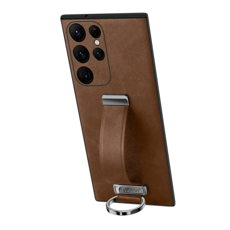 For Samsung Galaxy S23 Ultra 5G SULADA PC Hybrid Leather Texture Skin Feel Shockproof Phone Case(Brown) - Galaxy S23 Ultra 5G Cases by SULADA | Online Shopping South Africa | PMC TechLife | Buy Now Pay Later Mobicred