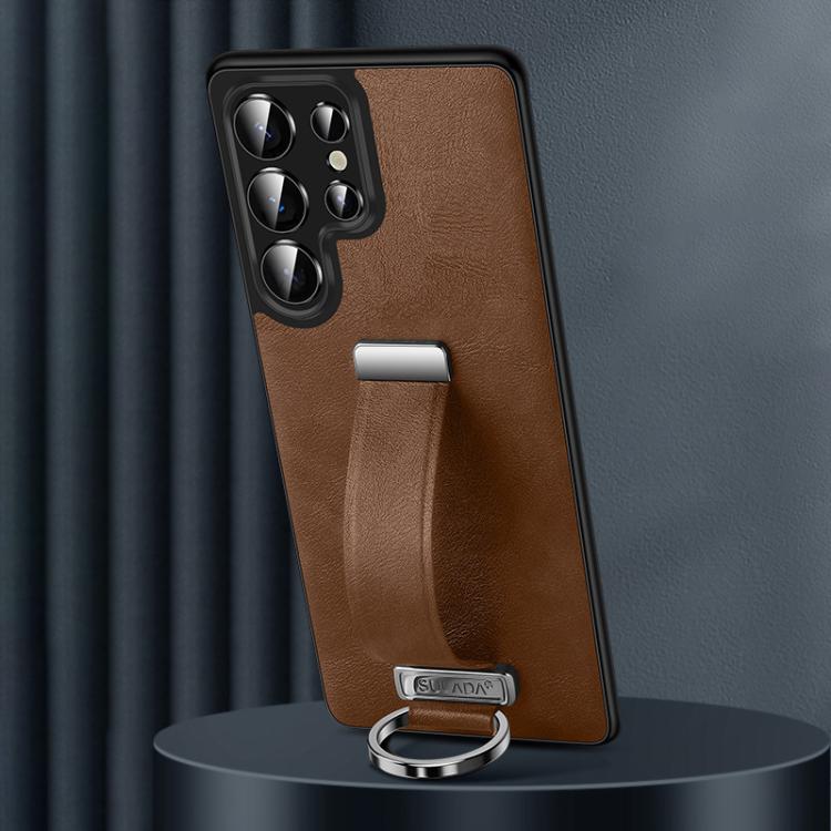 For Samsung Galaxy S25 Ultra 5G SULADA PC Hybrid Leather Texture Skin Feel Shockproof Phone Case(Brown) - Galaxy S25 Ultra 5G Cases by SULADA | Online Shopping South Africa | PMC Jewellery | Buy Now Pay Later Mobicred