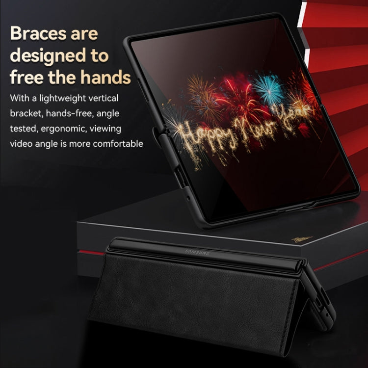 For Honor Magic V SULADA All-inclusive Magnetic Snap Flip Leather Phone Case(Orange) - Honor Cases by SULADA | Online Shopping South Africa | PMC TechLife | Buy Now Pay Later Mobicred