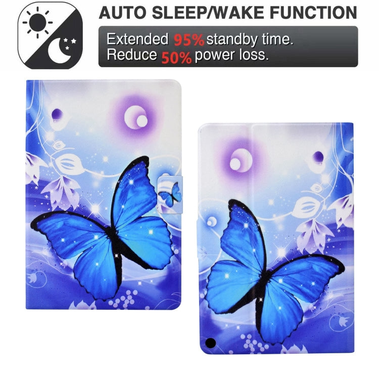 For Amazon Fire Max 11 2023 Colored Drawing Smart Leather Tablet Case(Blue Butterfly) - Amazon by PMC TechLife | Online Shopping South Africa | PMC TechLife | Buy Now Pay Later Mobicred
