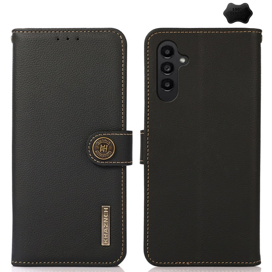 For Samsung Galaxy S24 KHAZNEH Custer Genuine Leather RFID Phone Case(Black) - Galaxy Phone Cases by PMC Jewellery | Online Shopping South Africa | PMC Jewellery | Buy Now Pay Later Mobicred