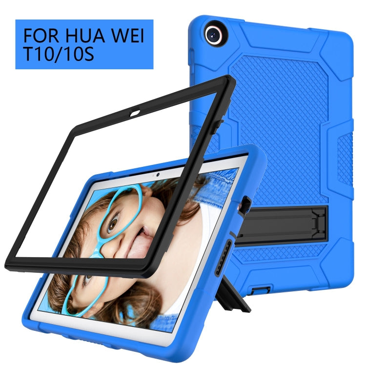 For Huawei MatePad T 10s / T10 Contrast Color Robot B3 Silicone Hybrid PC Tablet Case with Holder(Blue Black) - Huawei by PMC TechLife | Online Shopping South Africa | PMC TechLife | Buy Now Pay Later Mobicred