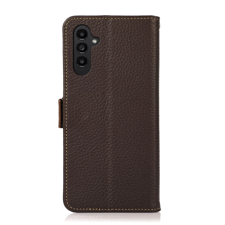 For Samsung Galaxy S24+ KHAZNEH Side-Magnetic Litchi Genuine Leather RFID Phone Case(Brown) - Galaxy Phone Cases by PMC Jewellery | Online Shopping South Africa | PMC Jewellery | Buy Now Pay Later Mobicred