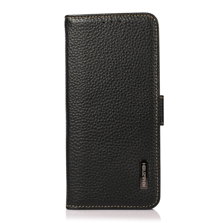 For Samsung Galaxy S24 KHAZNEH Side-Magnetic Litchi Genuine Leather RFID Phone Case(Black) - Galaxy Phone Cases by PMC Jewellery | Online Shopping South Africa | PMC Jewellery | Buy Now Pay Later Mobicred