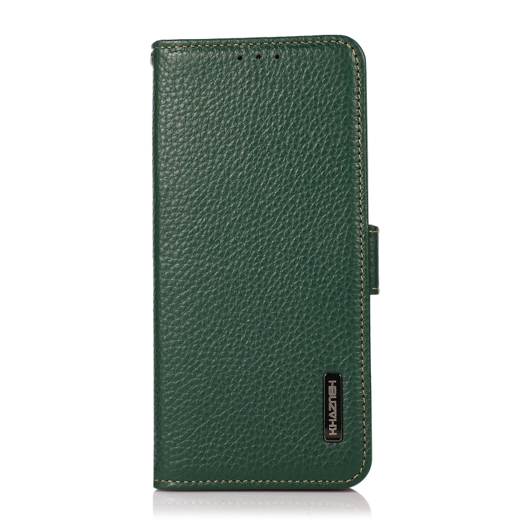 For Samsung Galaxy S24 KHAZNEH Side-Magnetic Litchi Genuine Leather RFID Phone Case(Green) - Galaxy Phone Cases by PMC Jewellery | Online Shopping South Africa | PMC Jewellery | Buy Now Pay Later Mobicred