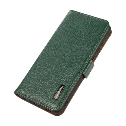 For Samsung Galaxy S24 KHAZNEH Side-Magnetic Litchi Genuine Leather RFID Phone Case(Green) - Galaxy Phone Cases by PMC Jewellery | Online Shopping South Africa | PMC Jewellery | Buy Now Pay Later Mobicred