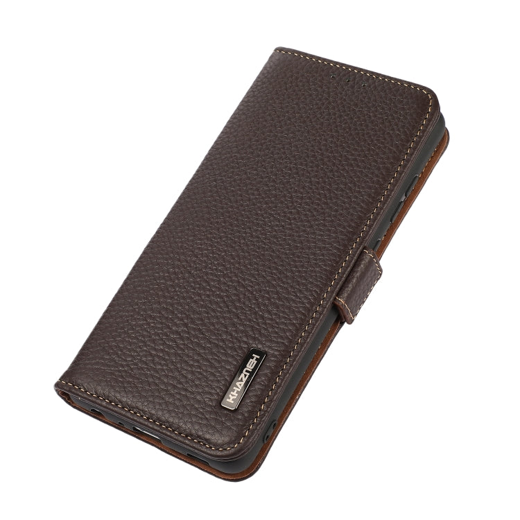 For Samsung Galaxy S24 KHAZNEH Side-Magnetic Litchi Genuine Leather RFID Phone Case(Brown) - Galaxy Phone Cases by PMC Jewellery | Online Shopping South Africa | PMC Jewellery | Buy Now Pay Later Mobicred