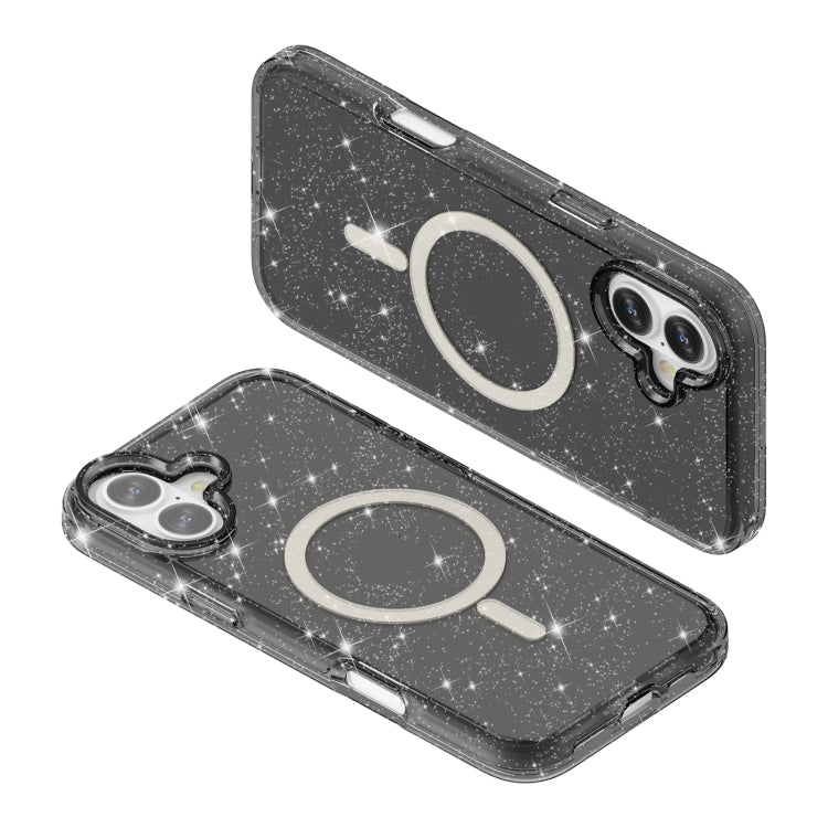 For iPhone 16 Plus Terminator Style Glitter Powder MagSafe Magnetic Phone Case(Black) - iPhone 16 Plus Cases by PMC Jewellery | Online Shopping South Africa | PMC Jewellery | Buy Now Pay Later Mobicred