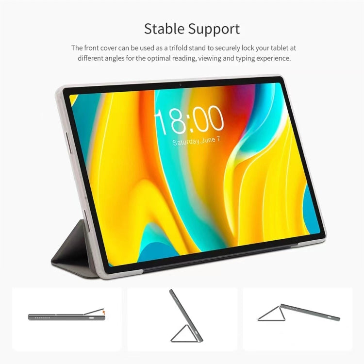 For Teclast T50 Pro 3-Fold Holder Folio Leather Tablet Smart Case(Grey) - Teclast by TECLAST | Online Shopping South Africa | PMC TechLife | Buy Now Pay Later Mobicred