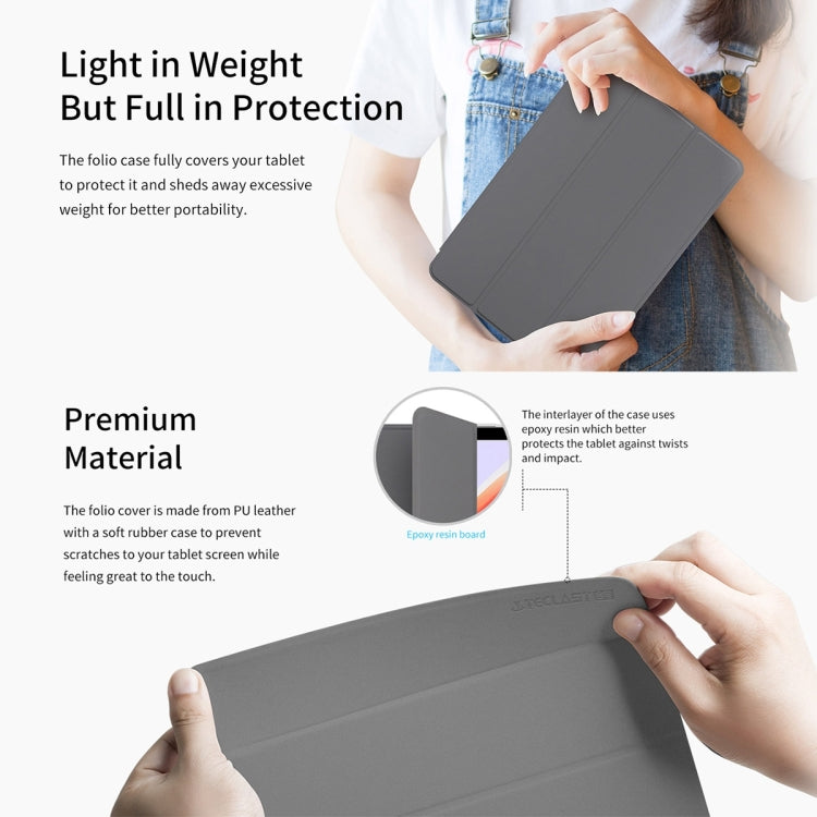 For Teclast T40S 3-Fold Holder Folio Leather Tablet Smart Case(Grey) - Teclast by TECLAST | Online Shopping South Africa | PMC TechLife | Buy Now Pay Later Mobicred