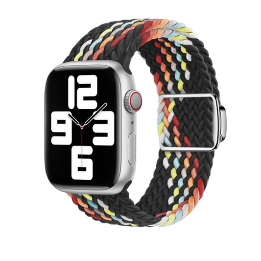 For Apple Watch Ultra 2 49mm Nylon Loop Magnetic Buckle Watch Band(Black Rainbow) - Watch Bands by PMC Jewellery | Online Shopping South Africa | PMC Jewellery | Buy Now Pay Later Mobicred