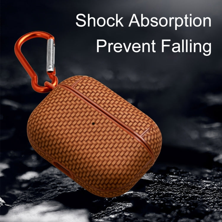 For AirPods 3 Woven Skin Texture PC TWS Earphone Protective Case(Brown) - For AirPods 3 by PMC Jewellery | Online Shopping South Africa | PMC Jewellery | Buy Now Pay Later Mobicred