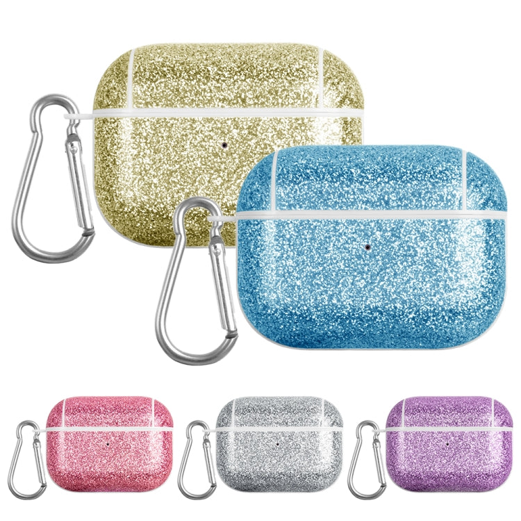 For AirPods Pro Glitter Powder Skin Texture PC TWS Earphone Case(Blue) - For AirPods Pro by PMC Jewellery | Online Shopping South Africa | PMC Jewellery | Buy Now Pay Later Mobicred