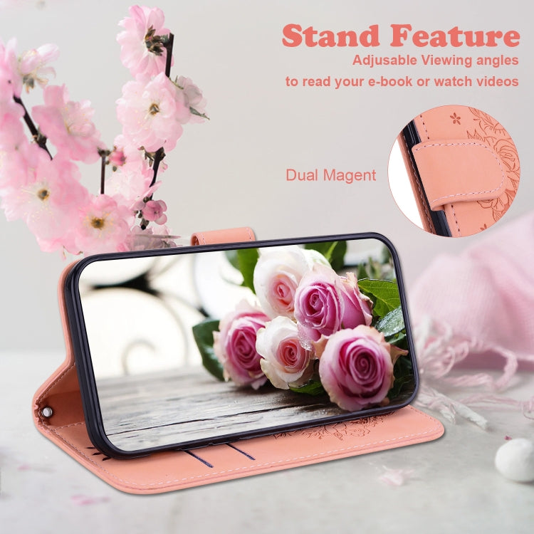 For OPPO Reno11 F Global Butterfly Rose Embossed Leather Phone Case(Pink) - Reno11 F Cases by PMC TechLife | Online Shopping South Africa | PMC TechLife | Buy Now Pay Later Mobicred