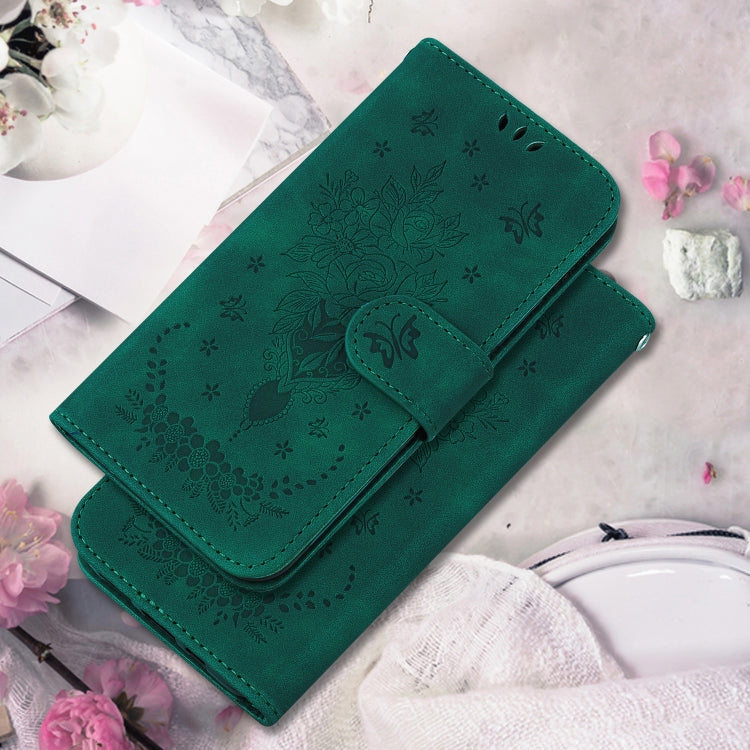 For Realme C67 4G Global Butterfly Rose Embossed Leather Phone Case(Green) - C67 Cases by PMC Jewellery | Online Shopping South Africa | PMC Jewellery | Buy Now Pay Later Mobicred