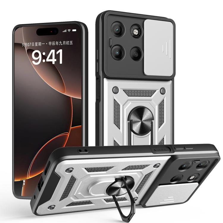For Motorola Moto G15 Sliding Camera Cover Design TPU+PC Phone Case(Silver) - free shipping - PMC TechLife - Order now!
