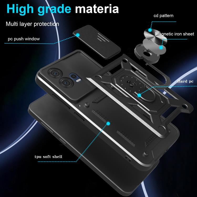 For Motorola Edge 30 Fusion Sliding Camera Cover Design TPU+PC Phone Case(Silver) - free shipping - PMC TechLife - Order now!