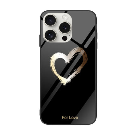 For iPhone 16 Pro Max Colorful Painted Glass Phone Case(Black Love) - iPhone 16 Pro Max Cases by PMC Jewellery | Online Shopping South Africa | PMC Jewellery | Buy Now Pay Later Mobicred