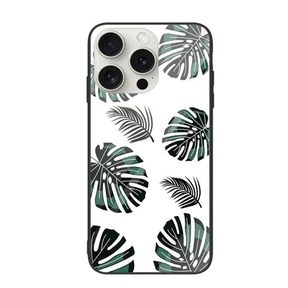 For iPhone 16 Pro Max Colorful Painted Glass Phone Case(Banana Leaf) - iPhone 16 Pro Max Cases by PMC Jewellery | Online Shopping South Africa | PMC Jewellery | Buy Now Pay Later Mobicred