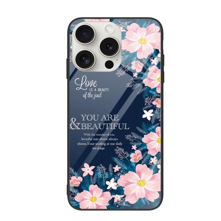 For iPhone 16 Pro Max Colorful Painted Glass Phone Case(Flower) - iPhone 16 Pro Max Cases by PMC Jewellery | Online Shopping South Africa | PMC Jewellery | Buy Now Pay Later Mobicred