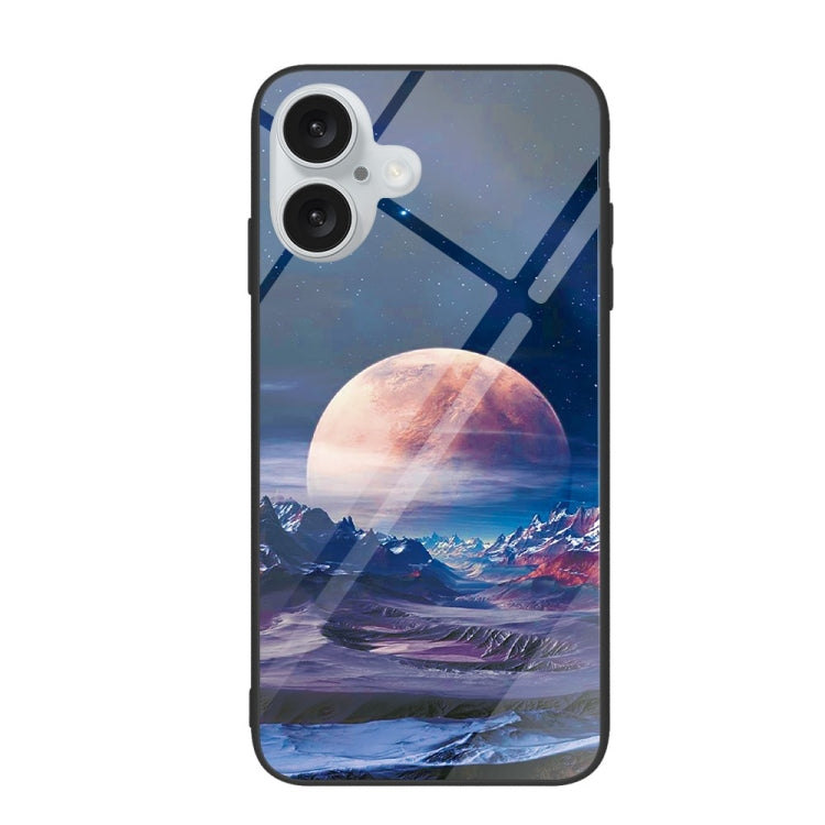 For iPhone 16 Plus Colorful Painted Glass Phone Case(Moon Hill) - iPhone 16 Plus Cases by PMC Jewellery | Online Shopping South Africa | PMC Jewellery | Buy Now Pay Later Mobicred