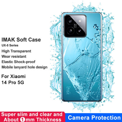 For Xiaomi 14 Pro 5G imak UX-5 Series Transparent Shockproof TPU Protective Case(Transparent) - 14 Pro Cases by imak | Online Shopping South Africa | PMC Jewellery | Buy Now Pay Later Mobicred