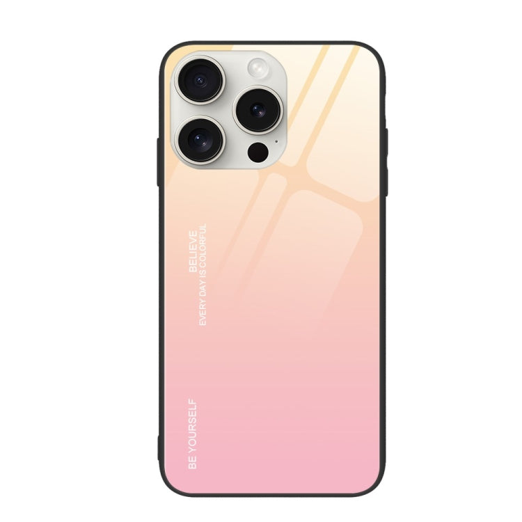 For iPhone 16 Pro Max Gradient Color Glass Phone Case(Yellow Pink) - iPhone 16 Pro Max Cases by PMC TechLife | Online Shopping South Africa | PMC TechLife | Buy Now Pay Later Mobicred