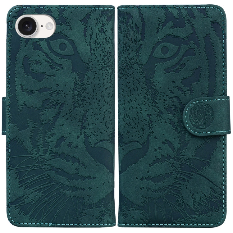 For iPhone SE 2024 Tiger Embossing Pattern Leather Phone Case(Green) - More iPhone Cases by PMC Jewellery | Online Shopping South Africa | PMC Jewellery | Buy Now Pay Later Mobicred