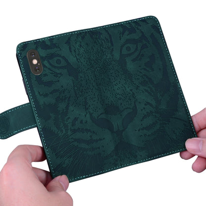 For iPhone SE 2024 Tiger Embossing Pattern Leather Phone Case(Green) - More iPhone Cases by PMC Jewellery | Online Shopping South Africa | PMC Jewellery | Buy Now Pay Later Mobicred