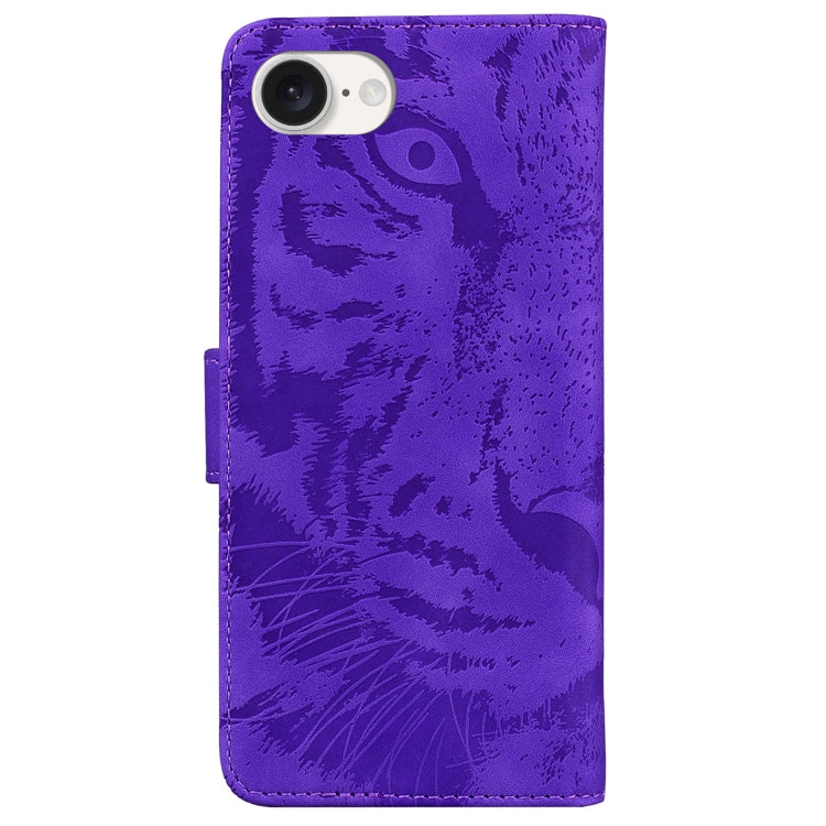 For iPhone SE 2024 Tiger Embossing Pattern Leather Phone Case(Purple) - More iPhone Cases by PMC Jewellery | Online Shopping South Africa | PMC Jewellery | Buy Now Pay Later Mobicred