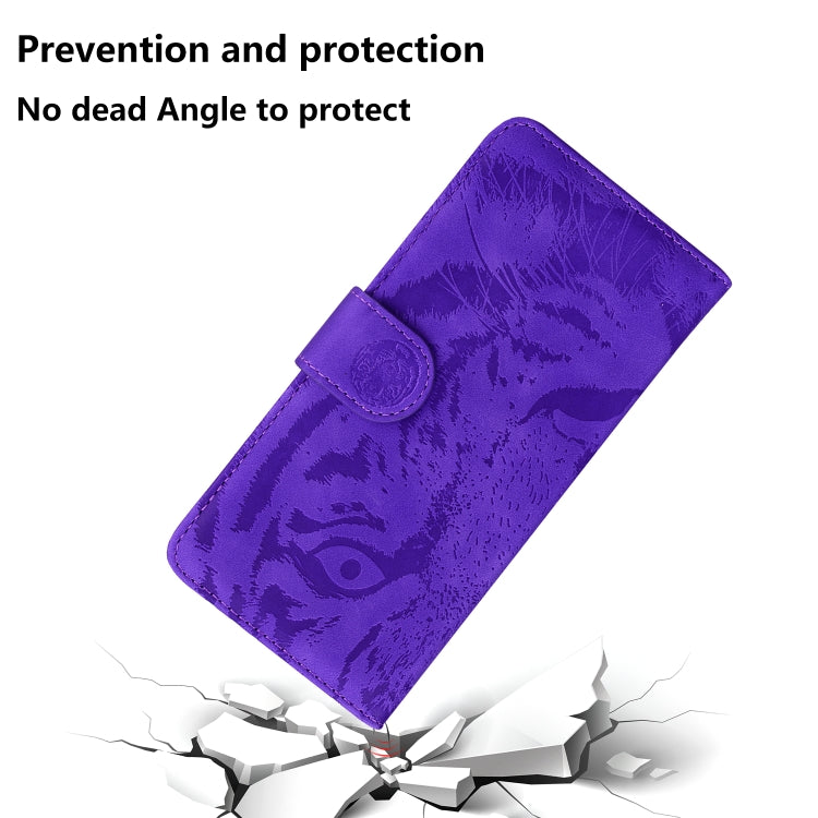 For iPhone SE 2024 Tiger Embossing Pattern Leather Phone Case(Purple) - More iPhone Cases by PMC Jewellery | Online Shopping South Africa | PMC Jewellery | Buy Now Pay Later Mobicred