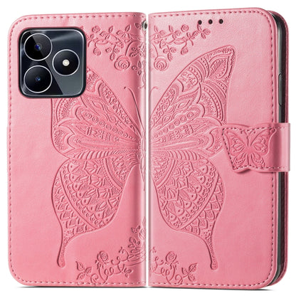 For Realme C53 Butterfly Love Flower Embossed Leather Phone Case(Pink) - Realme Cases by PMC Jewellery | Online Shopping South Africa | PMC Jewellery | Buy Now Pay Later Mobicred