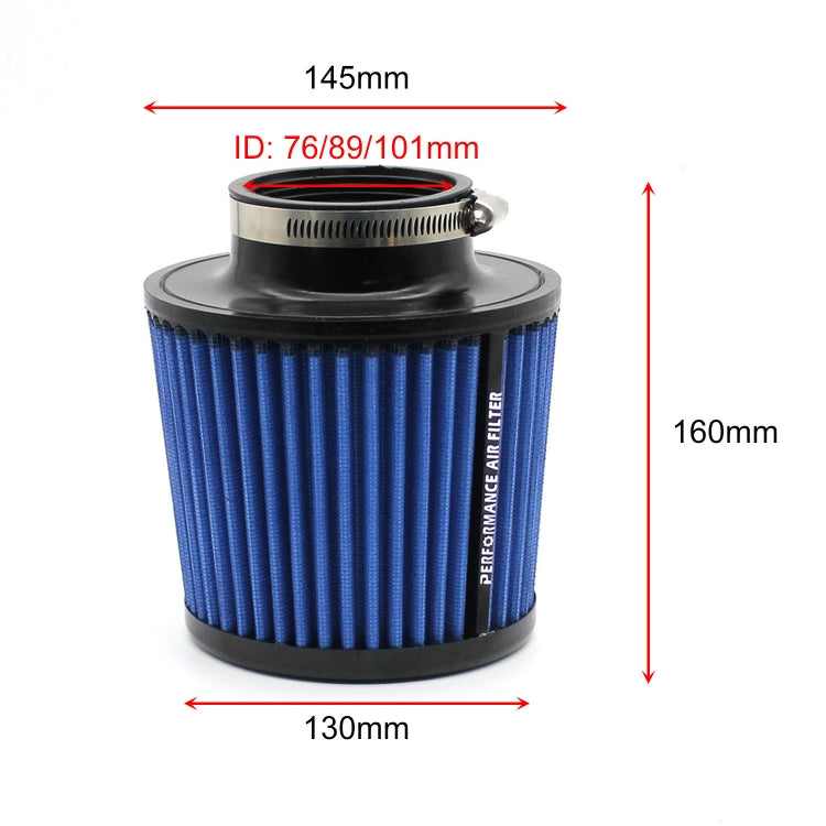 XH-UN077-079 Car High Flow Cold Cone Engine Air Intake Filter, Size:76mm(Blue) - Air Intake System by PMC TechLife | Online Shopping South Africa | PMC TechLife | Buy Now Pay Later Mobicred