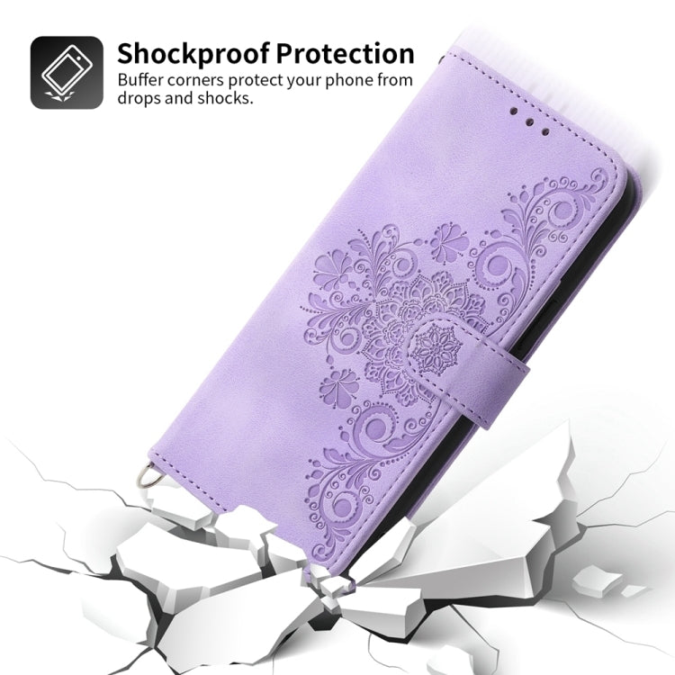 For vivo Y03 Skin-feel Flowers Embossed Wallet Leather Phone Case(Purple) - vivo Cases by PMC Jewellery | Online Shopping South Africa | PMC Jewellery | Buy Now Pay Later Mobicred