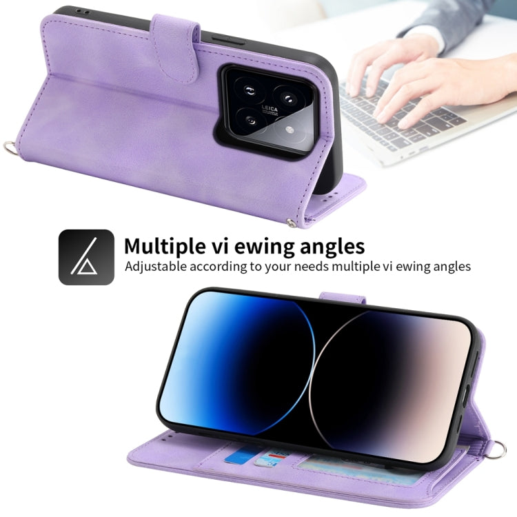 For Xiaomi 14 Pro Skin-feel Flowers Embossed Wallet Leather Phone Case(Purple) - 14 Pro Cases by PMC TechLife | Online Shopping South Africa | PMC TechLife | Buy Now Pay Later Mobicred