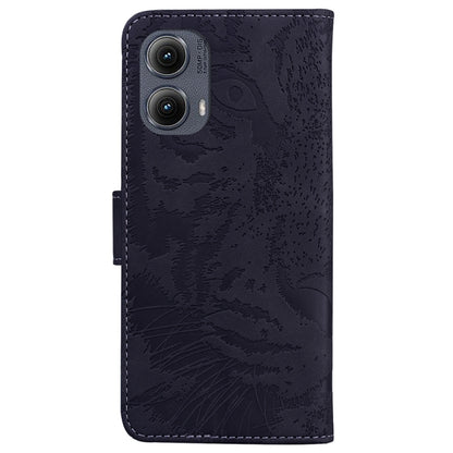 For Motorola Edge 2024 Tiger Embossing Pattern Leather Phone Case(Black) - Motorola Cases by PMC Jewellery | Online Shopping South Africa | PMC Jewellery | Buy Now Pay Later Mobicred