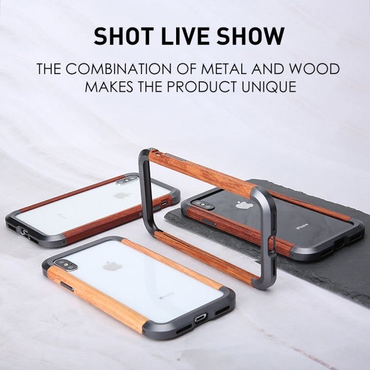 For iPhone X / XS R-JUST Metal + Wood Frame Protective Case - More iPhone Cases by R-JUST | Online Shopping South Africa | PMC Jewellery