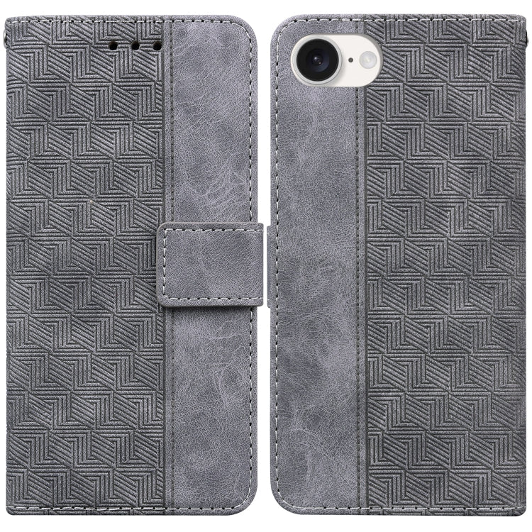 For iPhone SE 2024 Geometric Embossed Leather Phone Case(Grey) - More iPhone Cases by PMC Jewellery | Online Shopping South Africa | PMC Jewellery | Buy Now Pay Later Mobicred