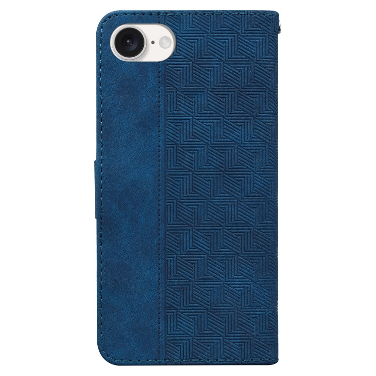 For iPhone SE 2024 Geometric Embossed Leather Phone Case(Blue) - More iPhone Cases by PMC Jewellery | Online Shopping South Africa | PMC Jewellery | Buy Now Pay Later Mobicred