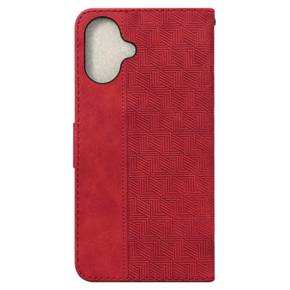 For iPhone 16 Geometric Embossed Leather Phone Case(Red) - iPhone 16 Cases by PMC Jewellery | Online Shopping South Africa | PMC Jewellery | Buy Now Pay Later Mobicred