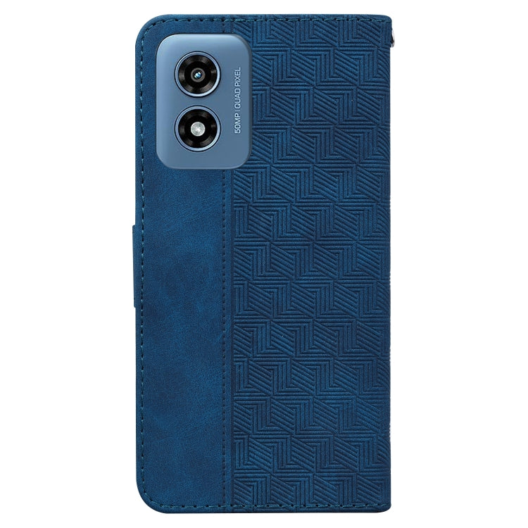 For Motorola Moto G Play 4G 2024 Geometric Embossed Leather Phone Case(Blue) - Motorola Cases by PMC Jewellery | Online Shopping South Africa | PMC Jewellery | Buy Now Pay Later Mobicred