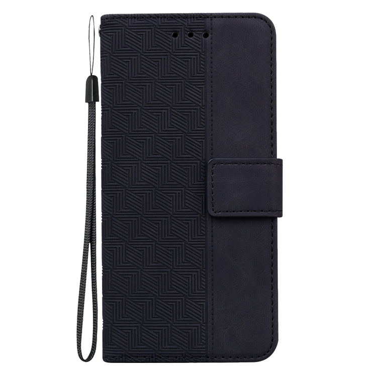 For Motorola Moto G Play 4G 2024 Geometric Embossed Leather Phone Case(Black) - Motorola Cases by PMC Jewellery | Online Shopping South Africa | PMC Jewellery | Buy Now Pay Later Mobicred