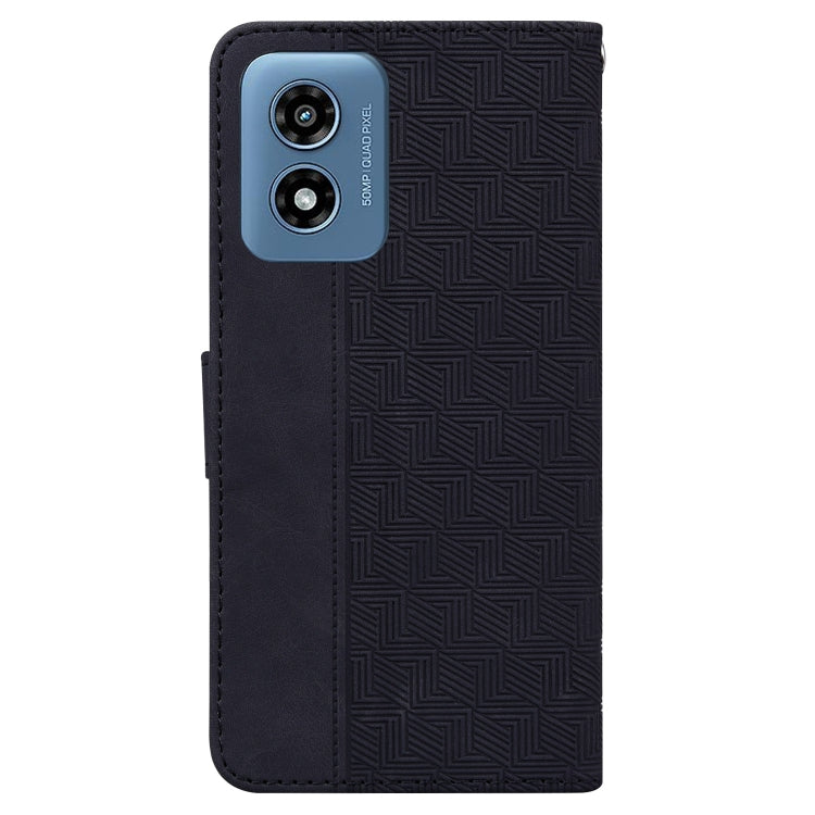 For Motorola Moto G Play 4G 2024 Geometric Embossed Leather Phone Case(Black) - Motorola Cases by PMC Jewellery | Online Shopping South Africa | PMC Jewellery | Buy Now Pay Later Mobicred