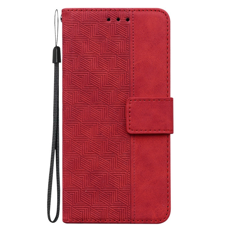 For Motorola Moto G Play 4G 2024 Geometric Embossed Leather Phone Case(Red) - Motorola Cases by PMC Jewellery | Online Shopping South Africa | PMC Jewellery | Buy Now Pay Later Mobicred